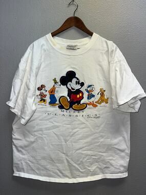 Vintage Mickey Mouse Shirt Classics Genius USA Cartoon Friends Tee 90s VTG XL